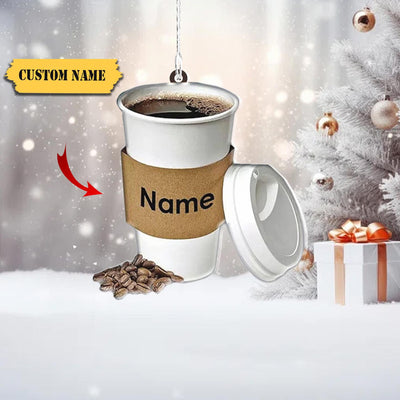 Coffee Cup Christmas Light Ornament Flat 2D, Coffee Christmas Tree Decor, Coffee Maker Tree Decor, Cute Tree Decor, Coffee Keychain