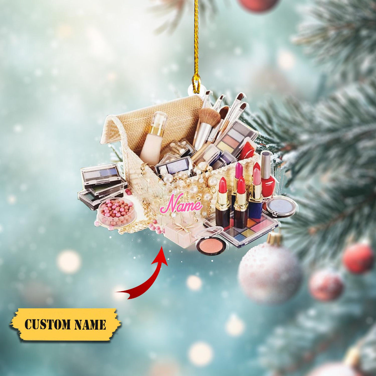 Personalized Makeup Tools Christmas Ornament 2024, Makeup Artist Christmas Ornament Gift, Make Up Ornament For Girls, Christmas Gift
