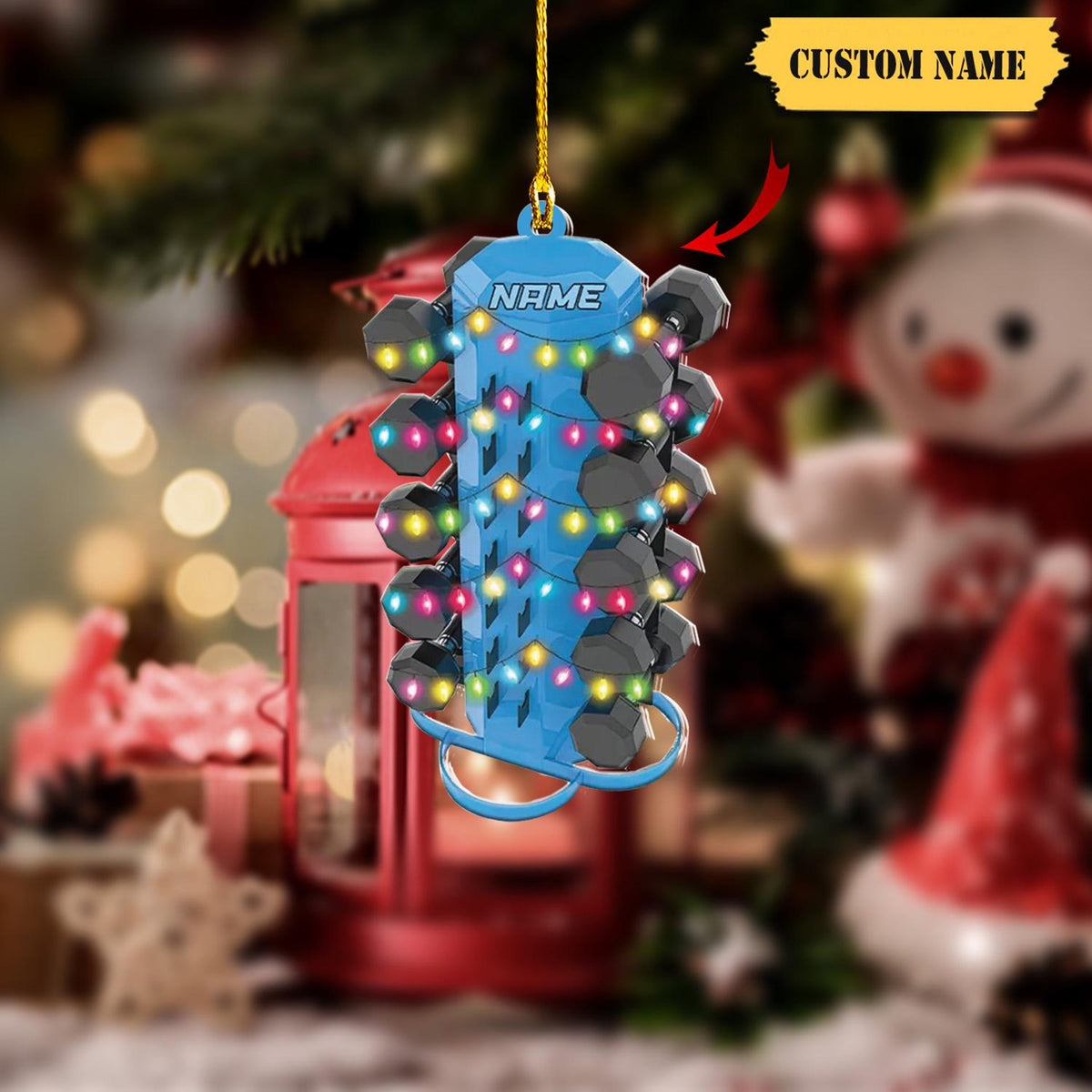 Weight Tree With Dumbbells Ornament, Fitness, Gym Christmas Tree Hanging Decor,  Xmas Tree Hanging Decoration, Christmas Ornament 2D