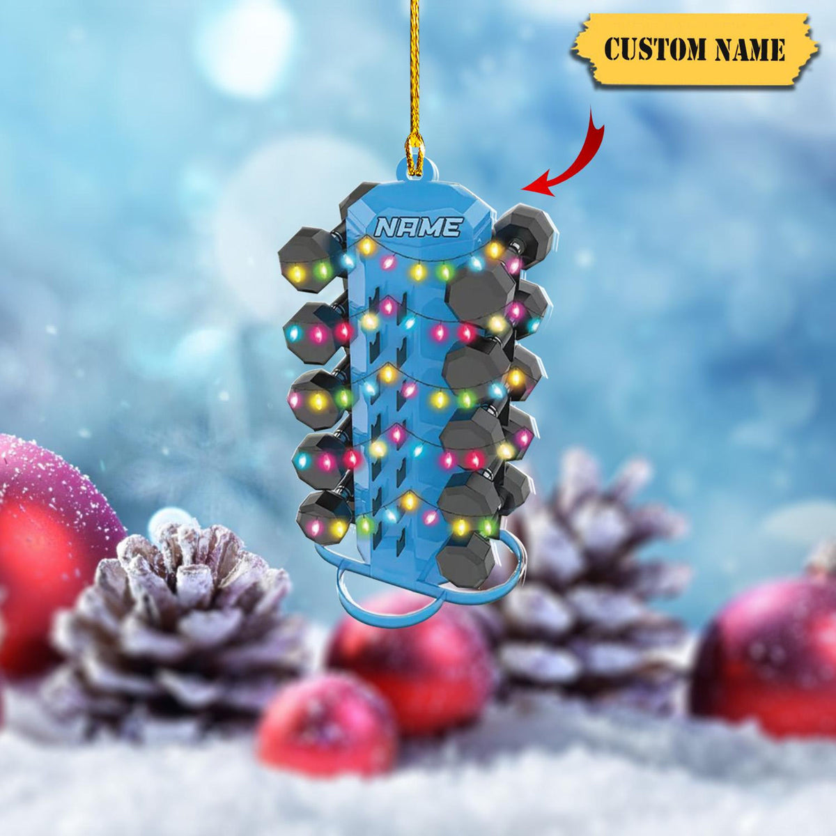 Weight Tree With Dumbbells Ornament, Fitness, Gym Christmas Tree Hanging Decor,  Xmas Tree Hanging Decoration, Christmas Ornament 2D