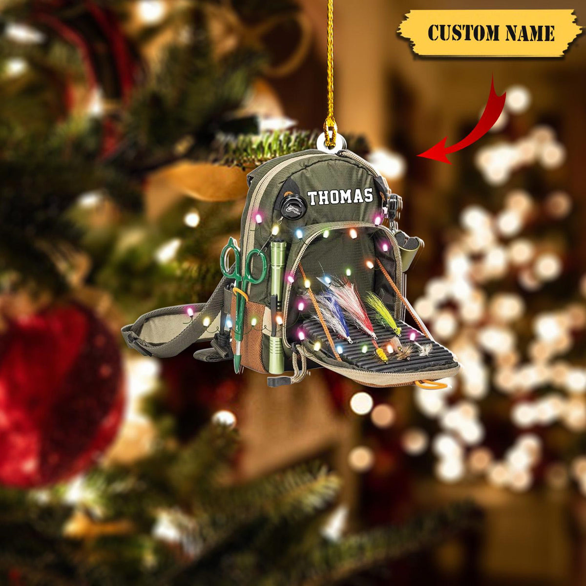 Homedesign Personalized Fishing Ornament, Custom Fishing Christmas Ornaments, Fishing Vest Christmas Ornaments, Gifts For Fishing Lovers