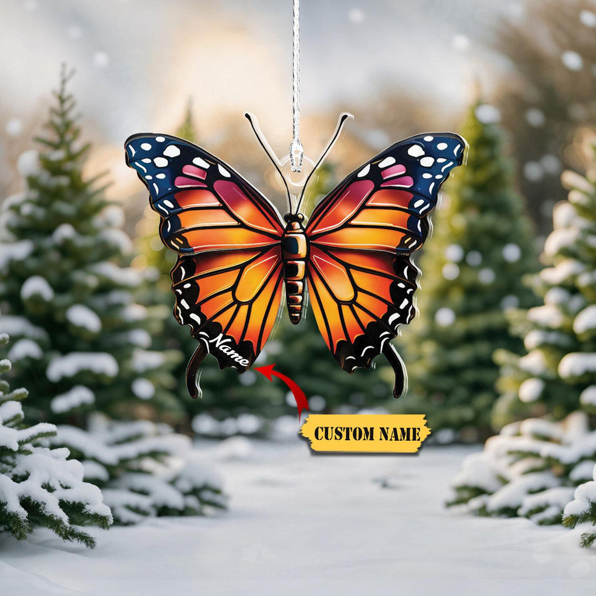 Personalized Butterfly Ornament Flat 2D, Butterfly Christmas Ornament, Butterfly Hanging Decor, Butterfly Lovers Gift, Gift For Girl.