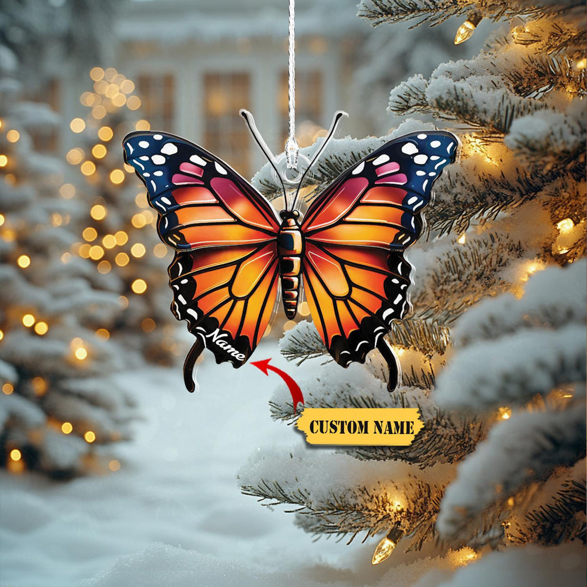 Personalized Butterfly Ornament Flat 2D, Butterfly Christmas Ornament, Butterfly Hanging Decor, Butterfly Lovers Gift, Gift For Girl.