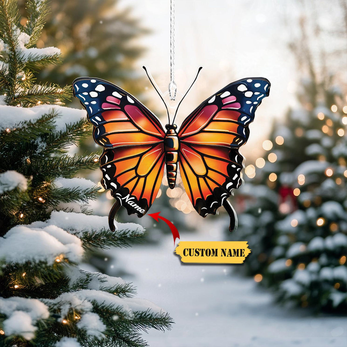 Personalized Butterfly Ornament Flat 2D, Butterfly Christmas Ornament, Butterfly Hanging Decor, Butterfly Lovers Gift, Gift For Girl.