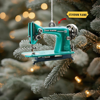 Personalized Sewing Machine Christmas Ornament Flat 2D,Sewing Ornament Christmas Tree, Sewing Flower Machine Ornament,Gifts For Sewing Lover
