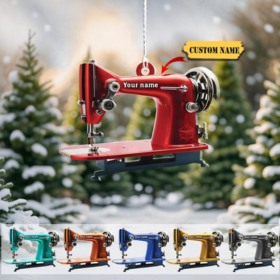 Personalized Sewing Machine Christmas Ornament Flat 2D,Sewing Ornament Christmas Tree, Sewing Flower Machine Ornament,Gifts For Sewing Lover