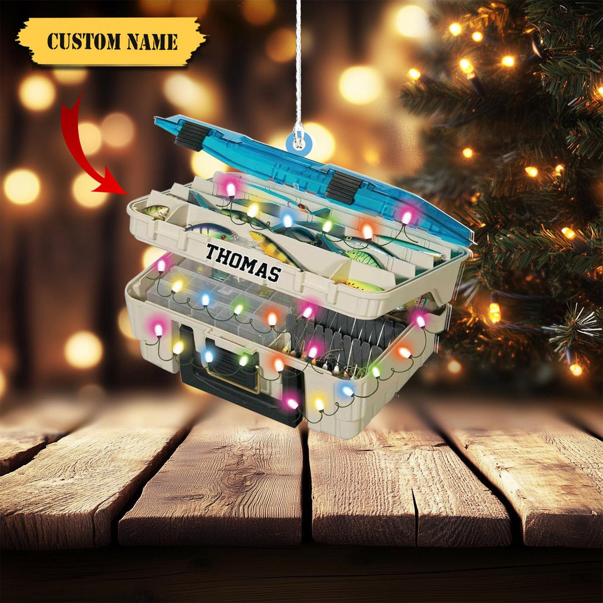 Personalized Fishing Ornament, Custom Fishing Christmas Ornaments, Fishing Vest Christmas Ornaments, Gifts For Fishing Lovers Ornament