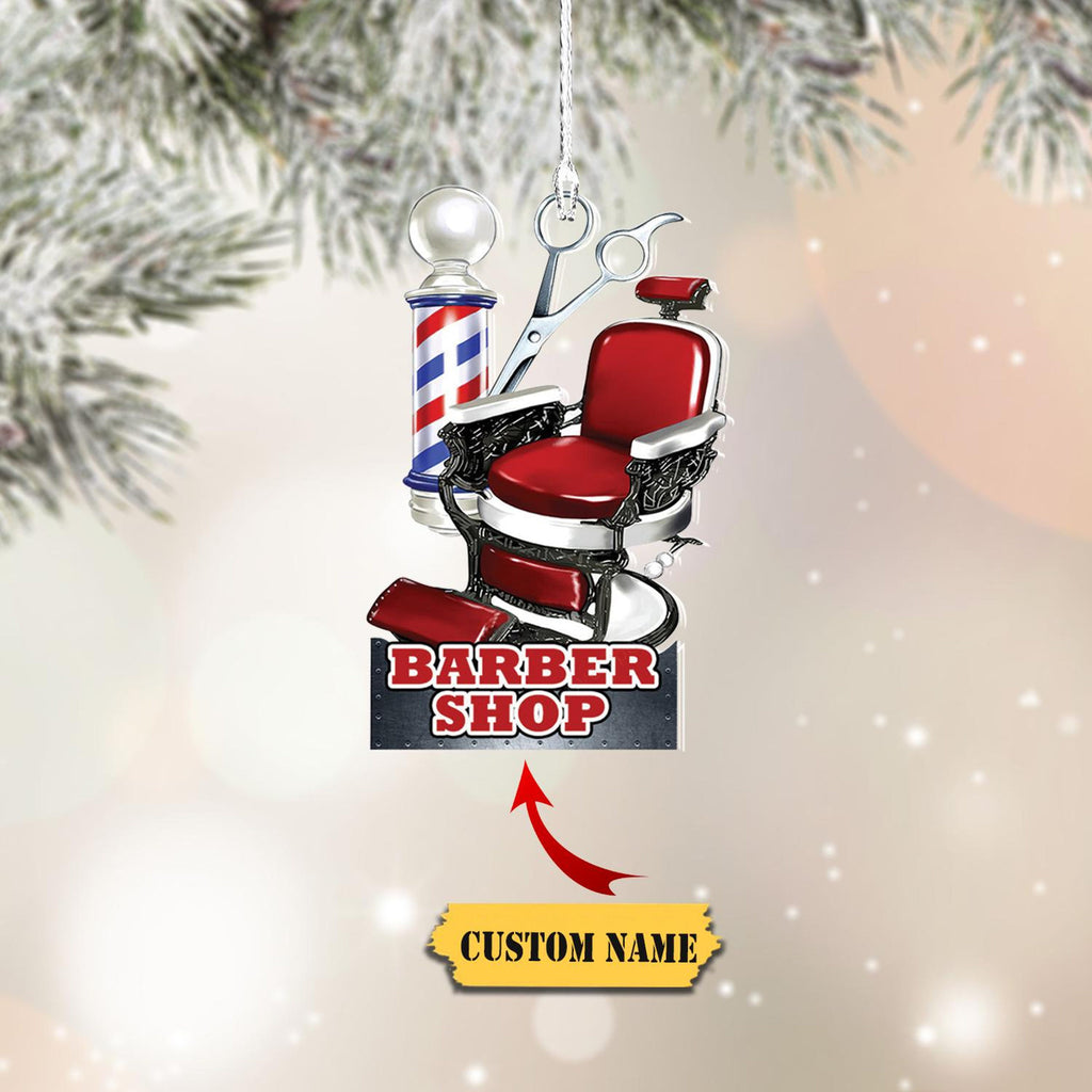 Barber Logo Custom Shaped Ornament 2D, Christmas Gift For Barber, Barber , Christmas Gift, Top Christmas Decor