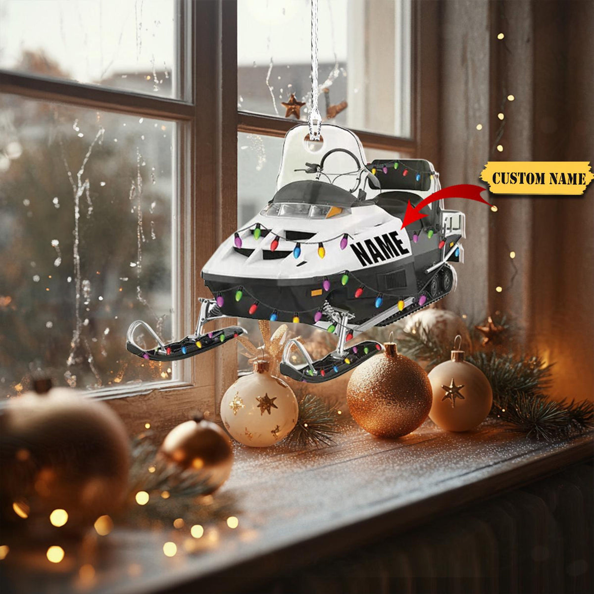Snowmobile Rider Christmas Ornament Snowmobile Rider Ornament Gift, Lovers Snowmobile Rider Ornament, 2D Ornament Christmas Gift Idea