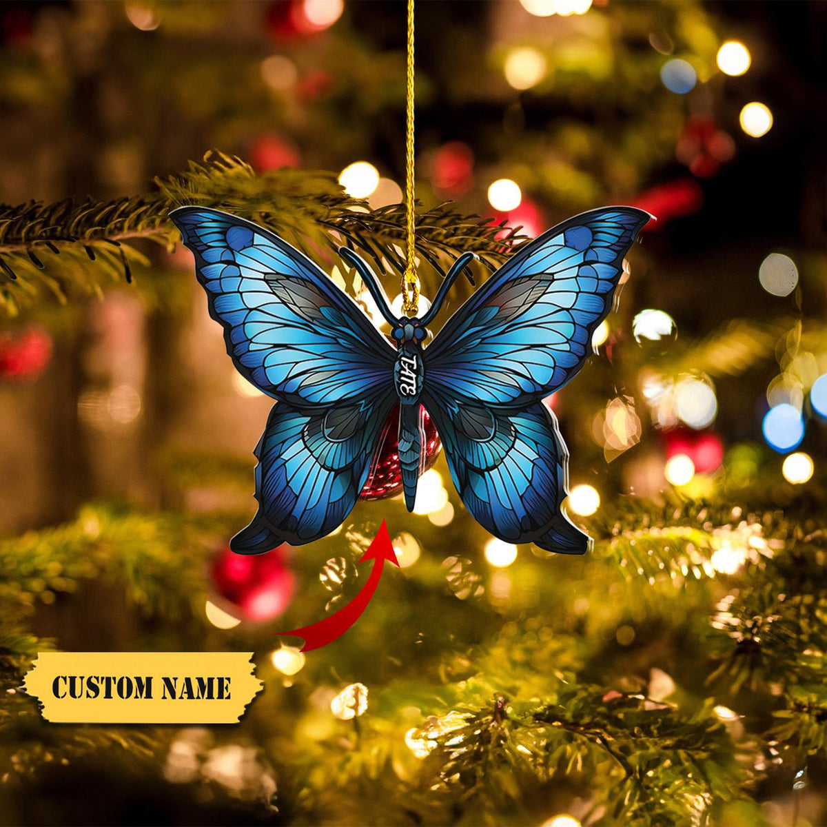 Personalized Butterfly Ornament, Butterfly 2D Flat Christmas Ornament, Butterfly Hanging Decor, Butterfly Lovers Gift, Memorial Ornament.
