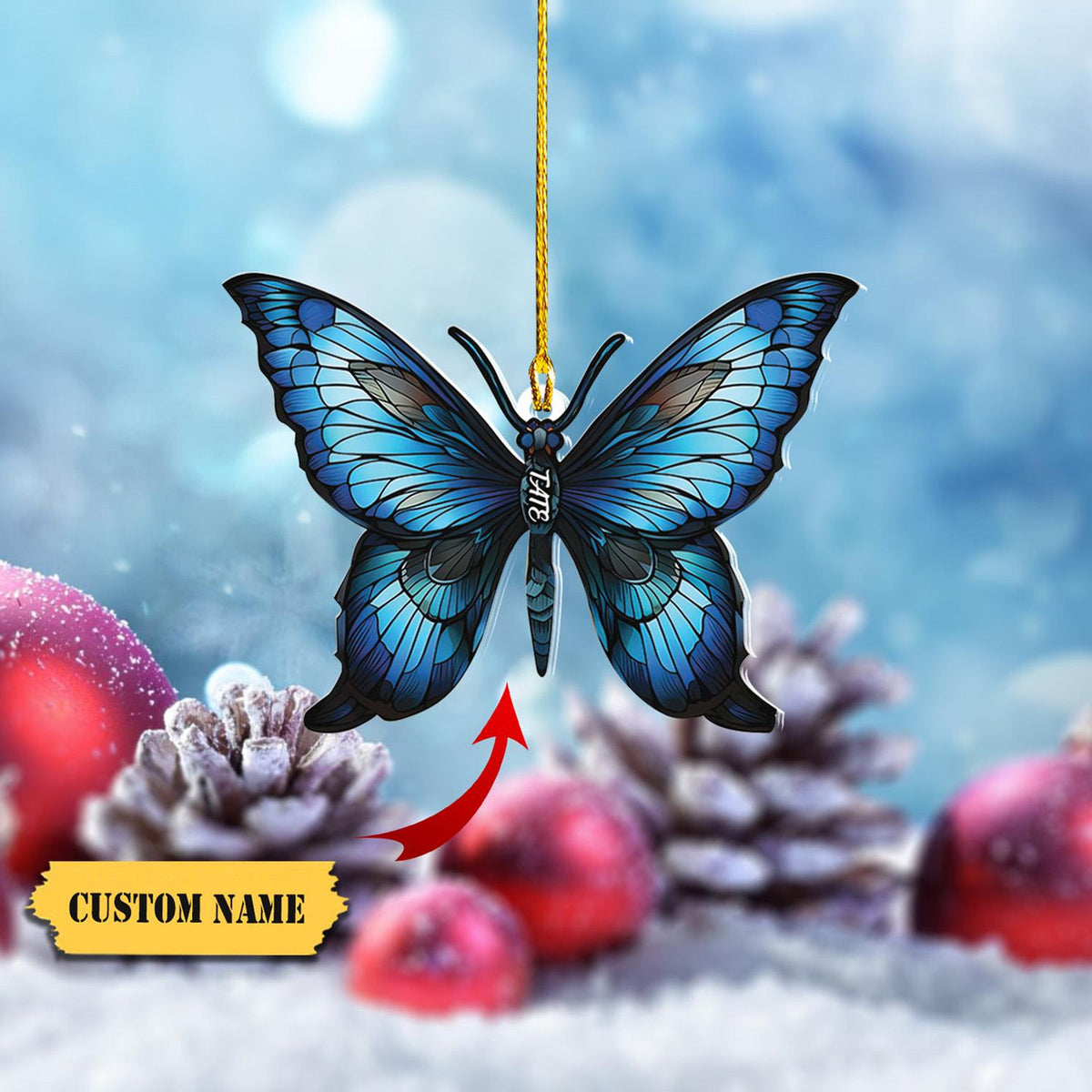Personalized Butterfly Ornament, Butterfly 2D Flat Christmas Ornament, Butterfly Hanging Decor, Butterfly Lovers Gift, Memorial Ornament.