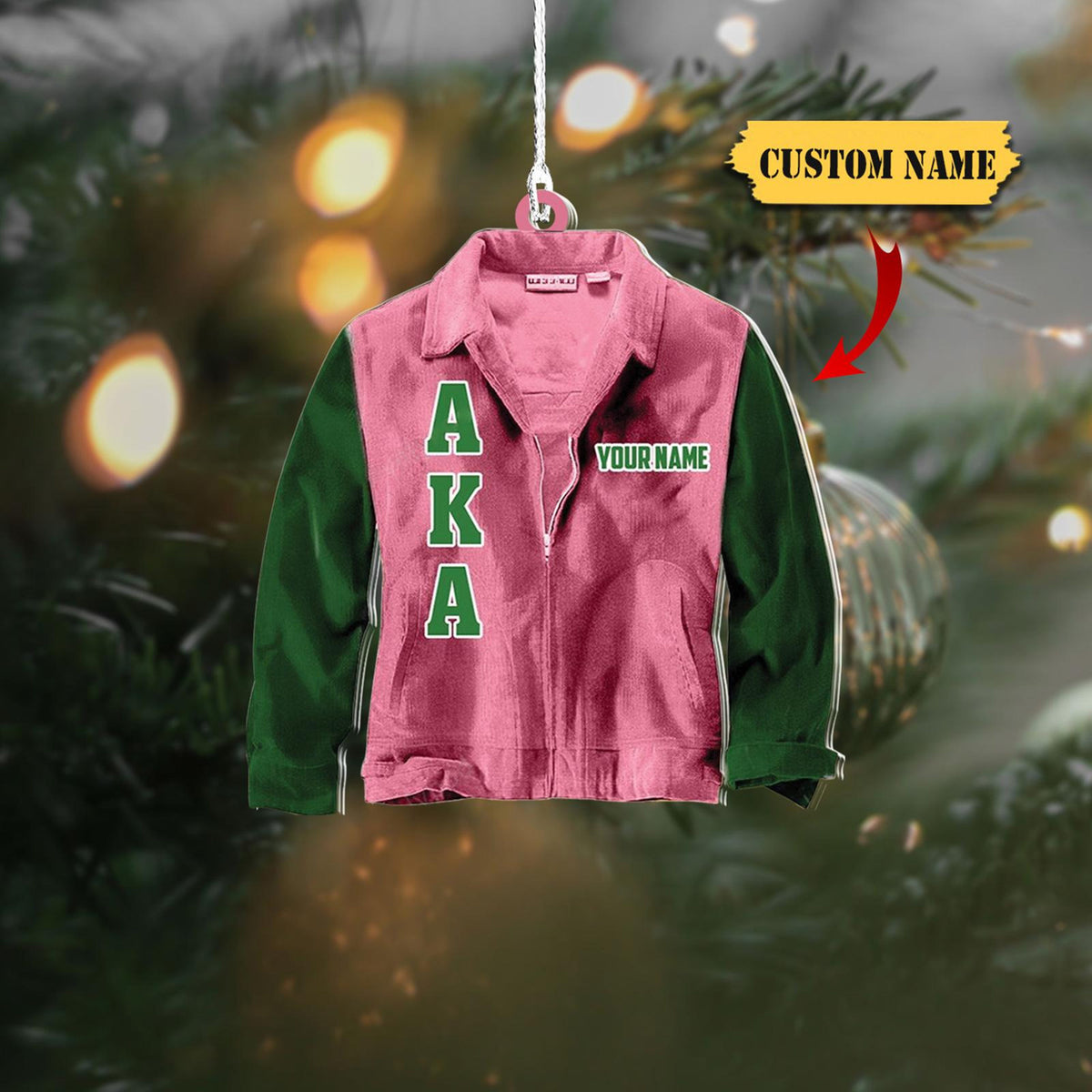 Alpha Kappa Alpha Christmas Ornaments 2D, Swac Ornament, Hbcu Ornament, Swac, Hbcu, Alpha Kappa Alpha, Pink And Green
