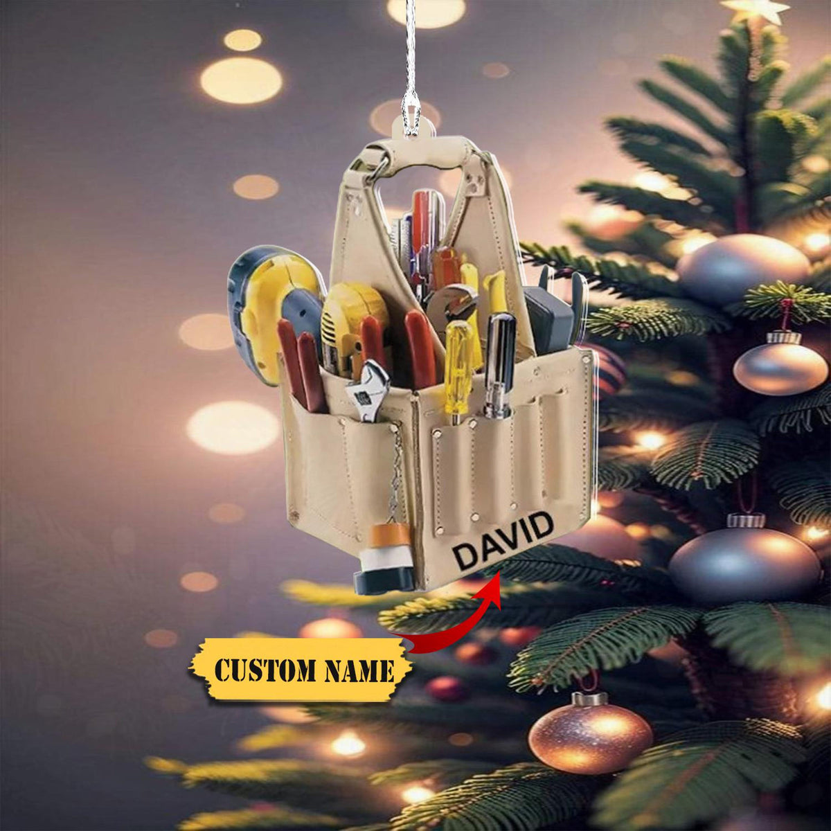 Personalized Electrician Tool Bag Christmas Ornament, Electrician Lover Gift, Electrician Tree Decor, Flat 2D Ornament, Electricians Gift