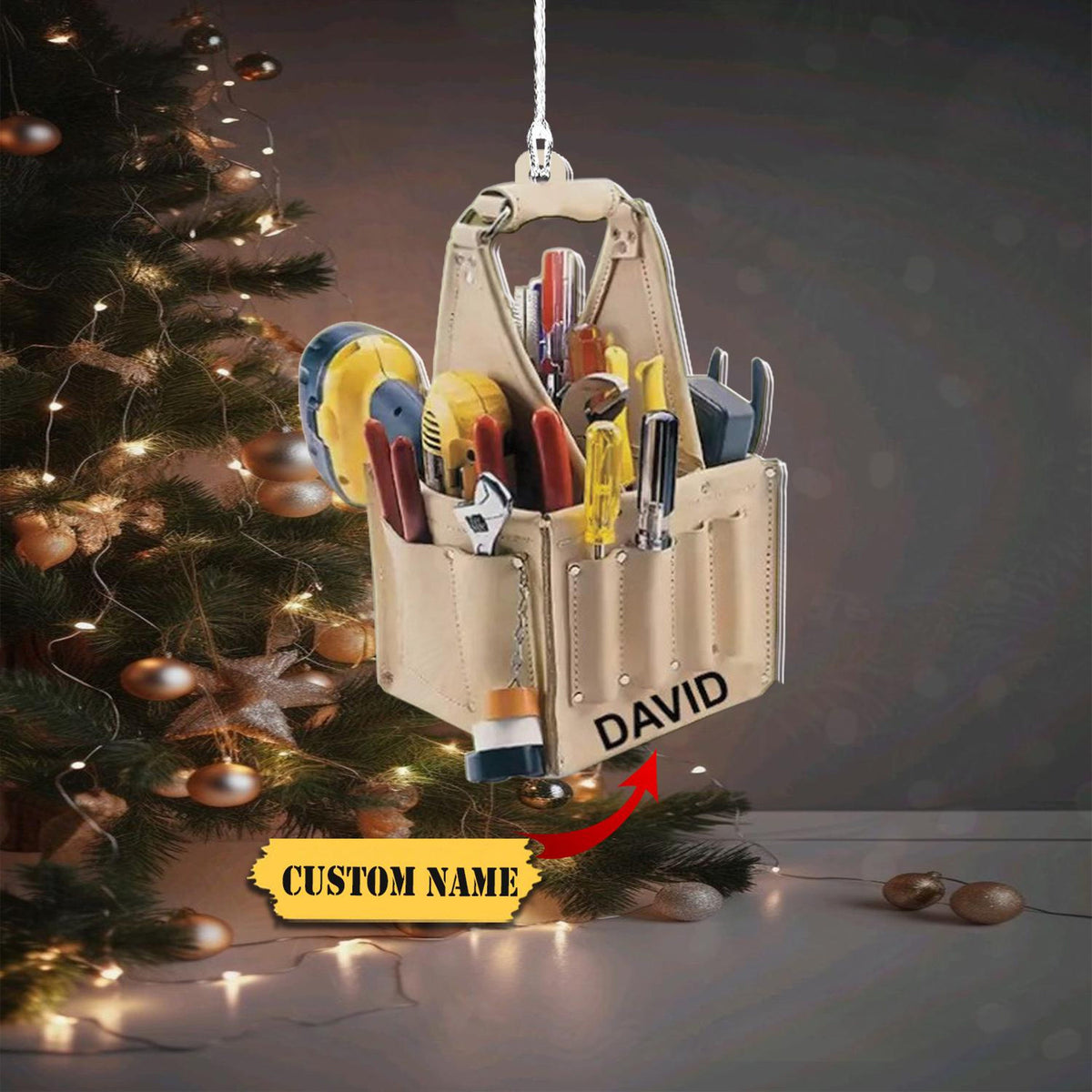 Personalized Electrician Tool Bag Christmas Ornament, Electrician Lover Gift, Electrician Tree Decor, Flat 2D Ornament, Electricians Gift