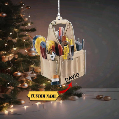 Personalized Electrician Tool Bag Christmas Ornament, Electrician Lover Gift, Electrician Tree Decor, Flat 2D Ornament, Electricians Gift
