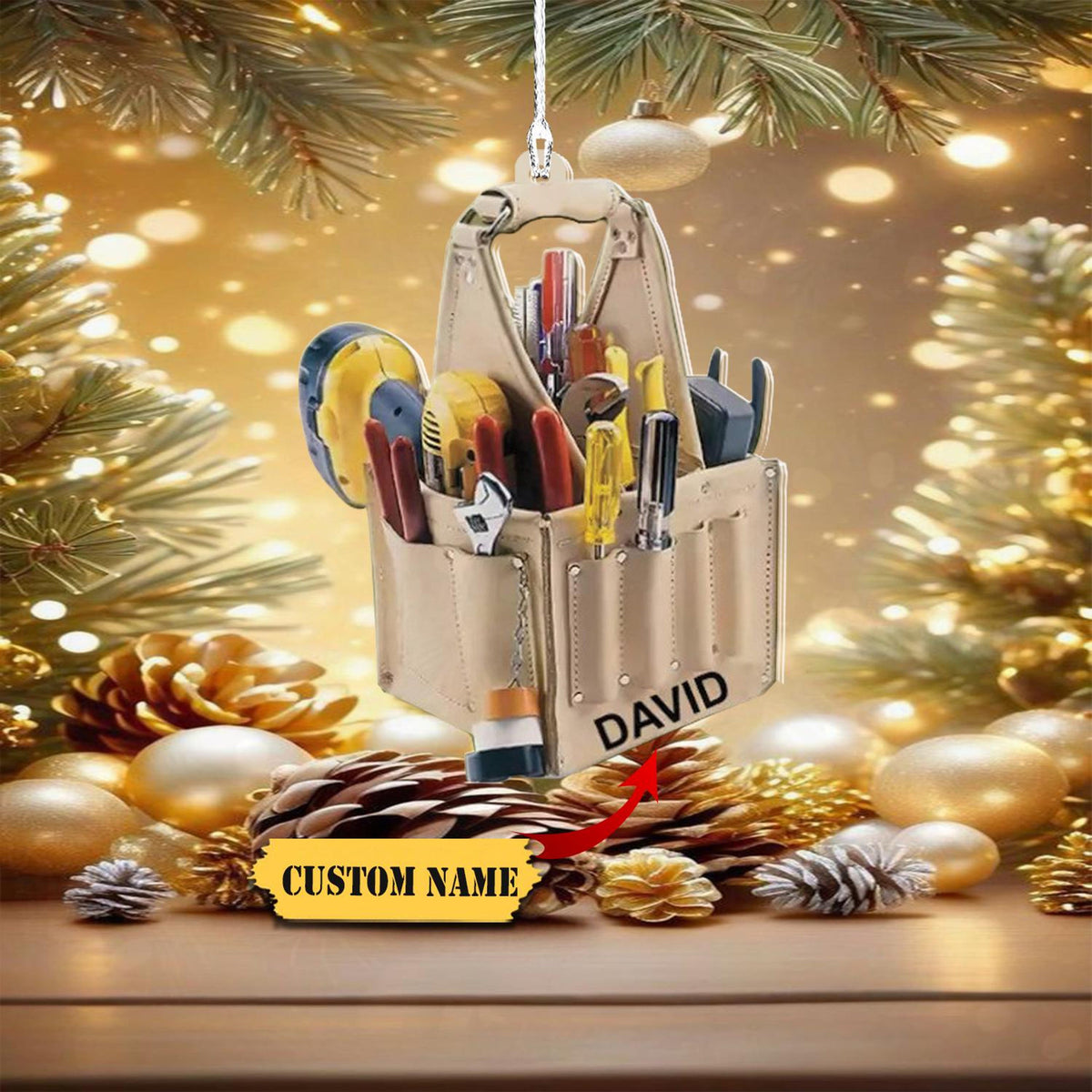 Personalized Electrician Tool Bag Christmas Ornament, Electrician Lover Gift, Electrician Tree Decor, Flat 2D Ornament, Electricians Gift