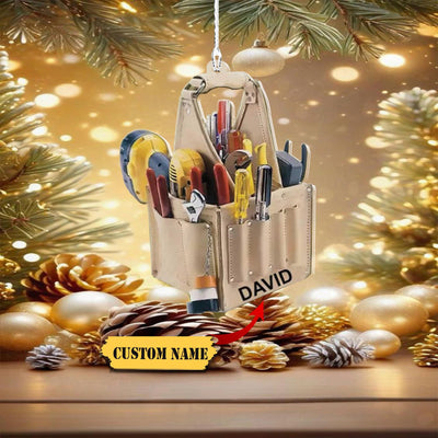 Personalized Electrician Tool Bag Christmas Ornament, Electrician Lover Gift, Electrician Tree Decor, Flat 2D Ornament, Electricians Gift