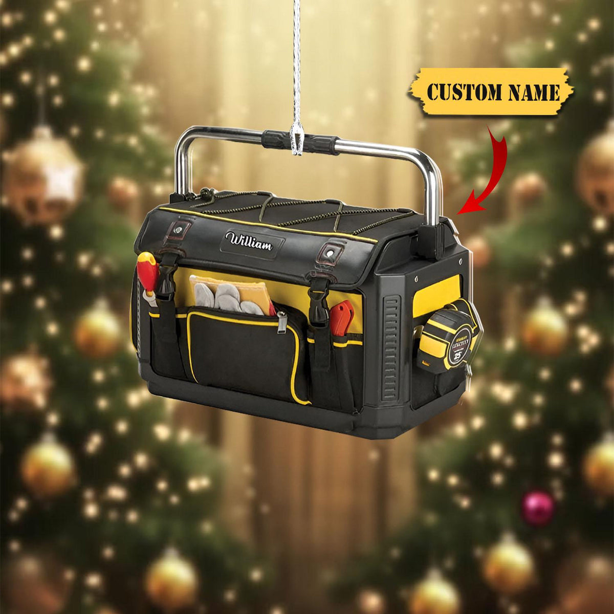 Personalized Plumber Tool Bag Acrylic Ornament, Christmas Tree Decor For Plumber, Mechanic Repair Shop Decor, Mechanic Gifts