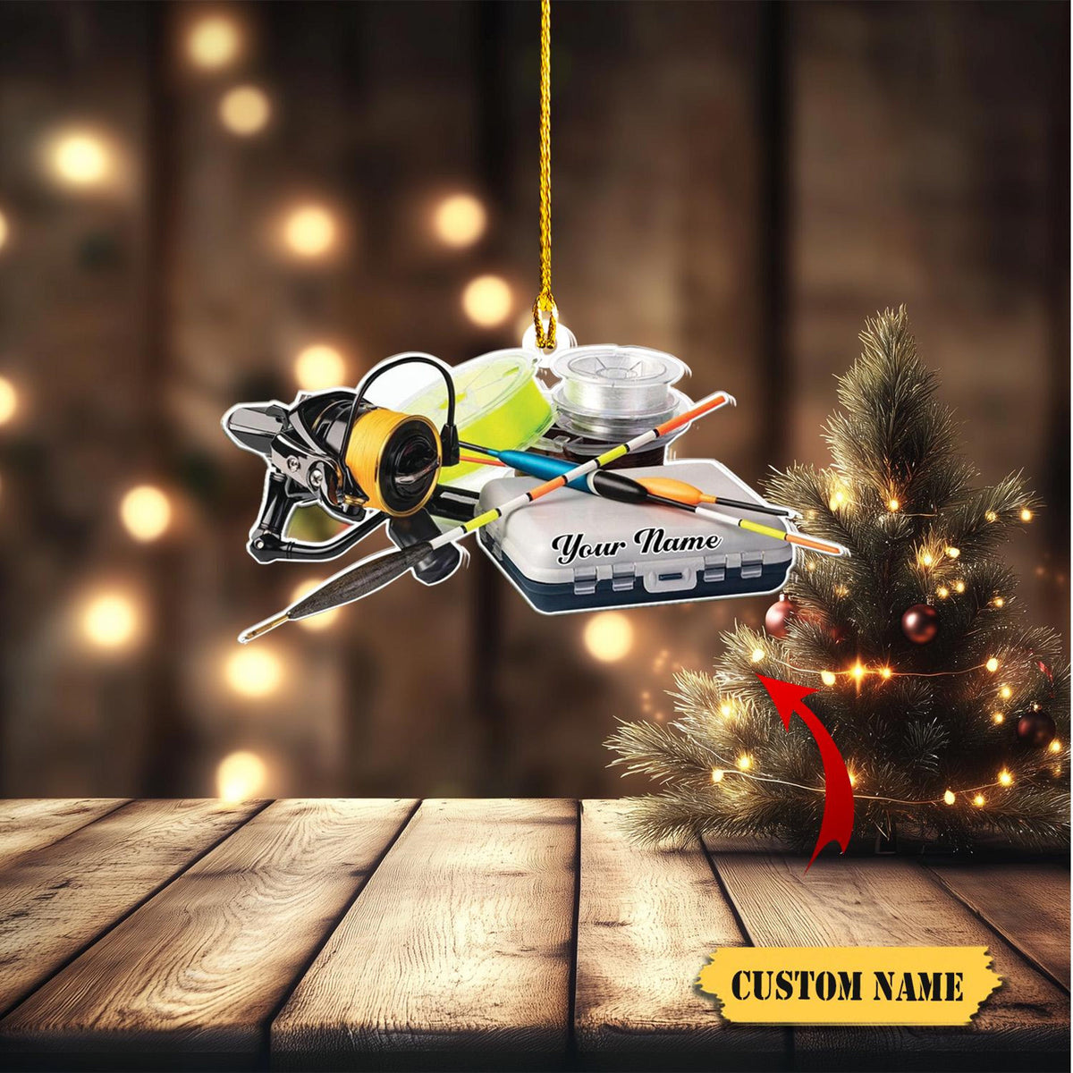 Personalized Fishing Ornament Flat 2D, Custom Fishing Christmas Ornaments Fishing Vest Christmas Ornaments,Gifts For Fishing Lovers Ornament