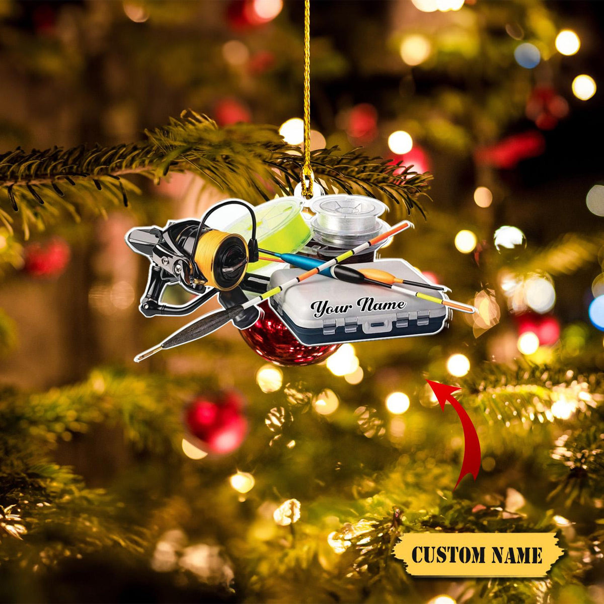 Personalized Fishing Ornament Flat 2D, Custom Fishing Christmas Ornaments Fishing Vest Christmas Ornaments,Gifts For Fishing Lovers Ornament
