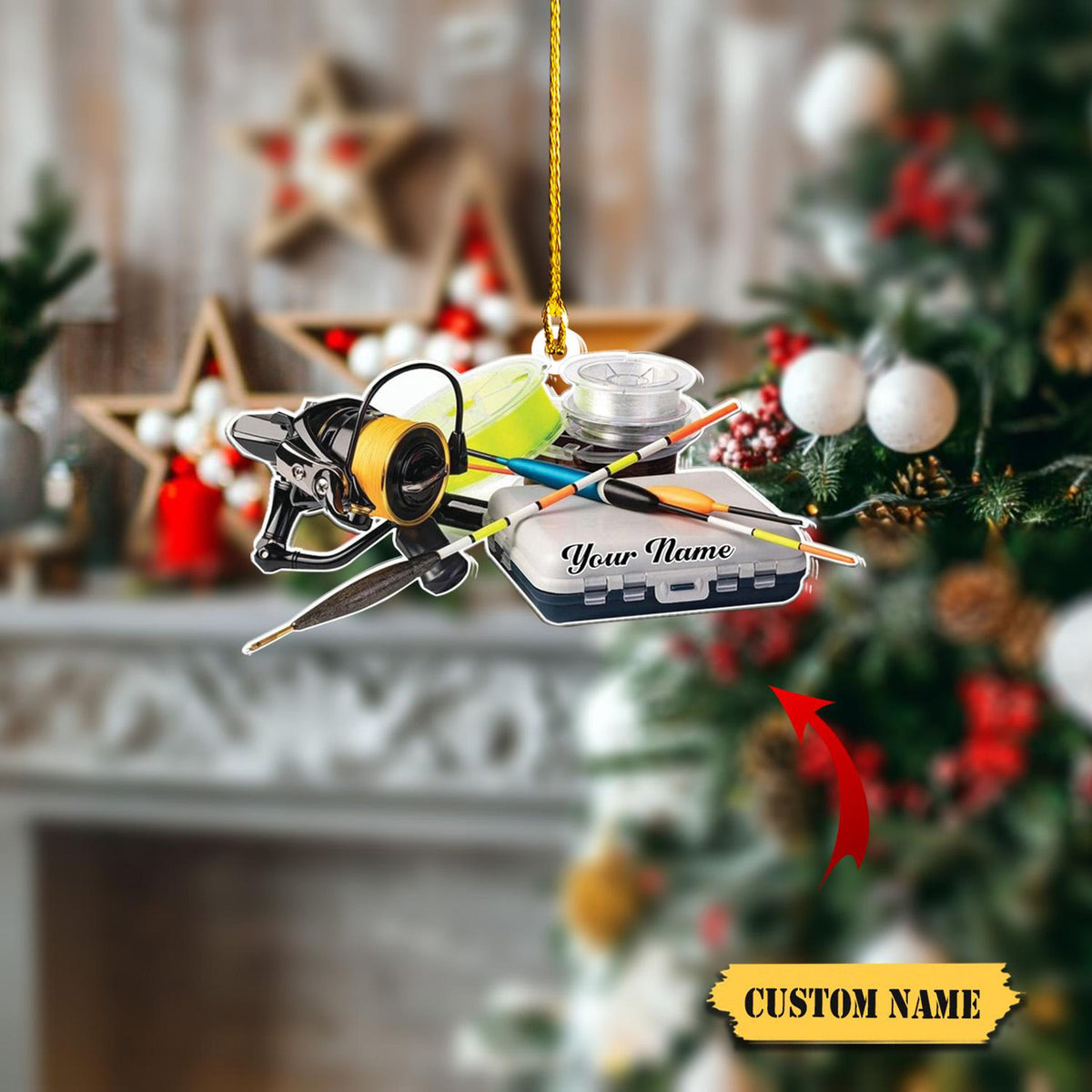 Personalized Fishing Ornament Flat 2D, Custom Fishing Christmas Ornaments Fishing Vest Christmas Ornaments,Gifts For Fishing Lovers Ornament