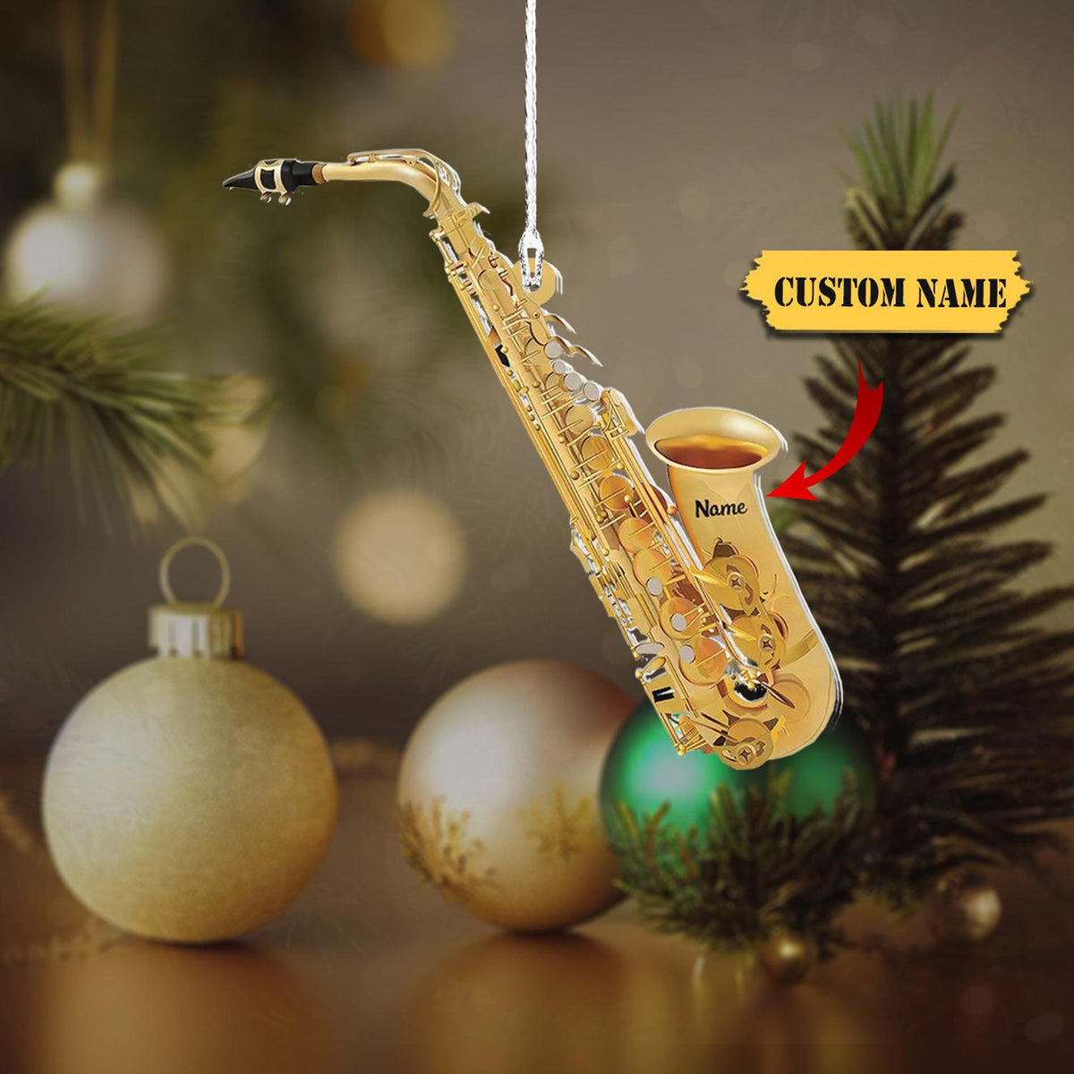 Personalized Saxophone Instrument Christmas Light Ornament, Instrument Ornament, Music Gift, Gifts For Musicians, Music Teacher