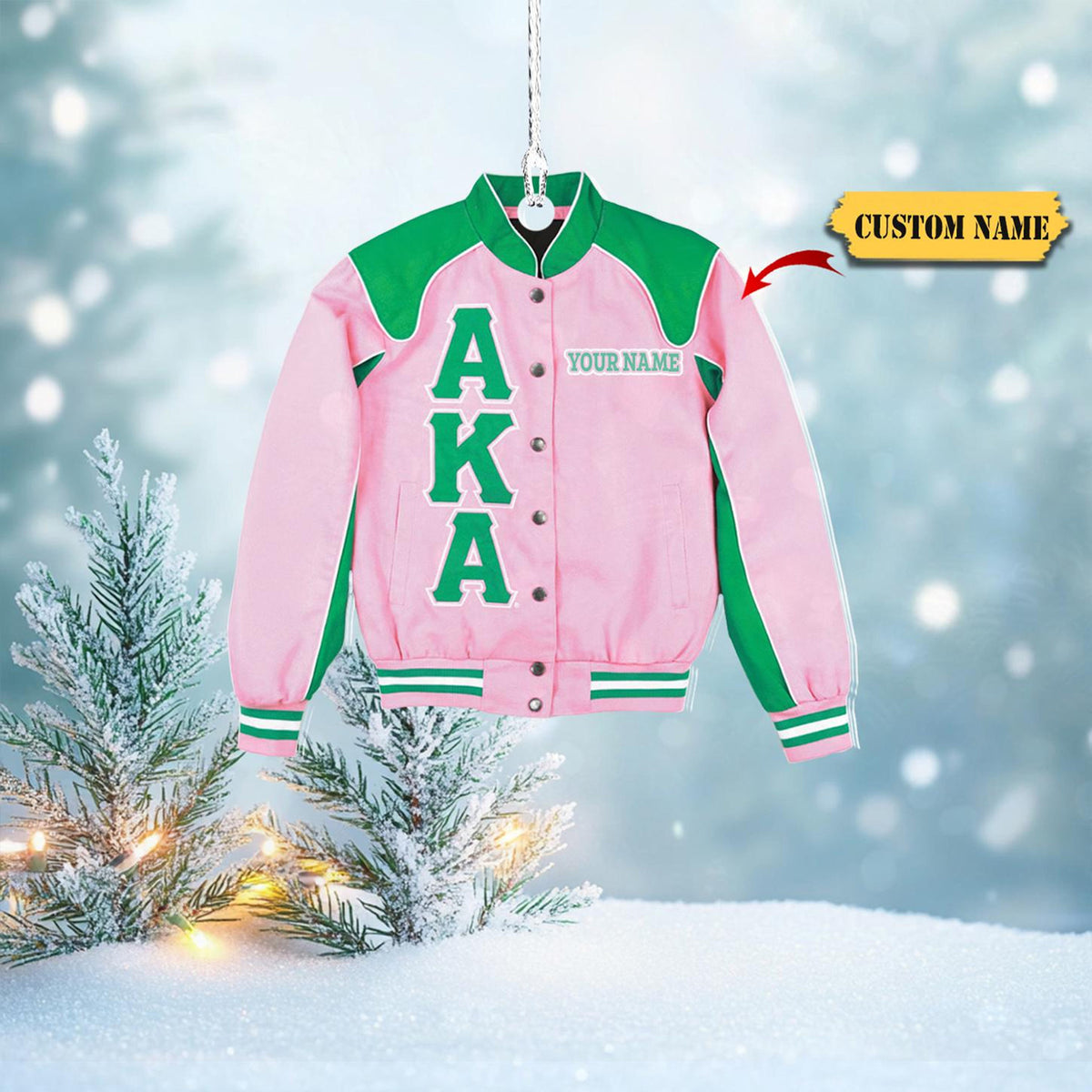 Personalized Name Pink And Green Aka Christmas Ornament Flat 2D, Aka Ornament Gifts, Clothing Christmas Ornament, Gifts For Lover Aka