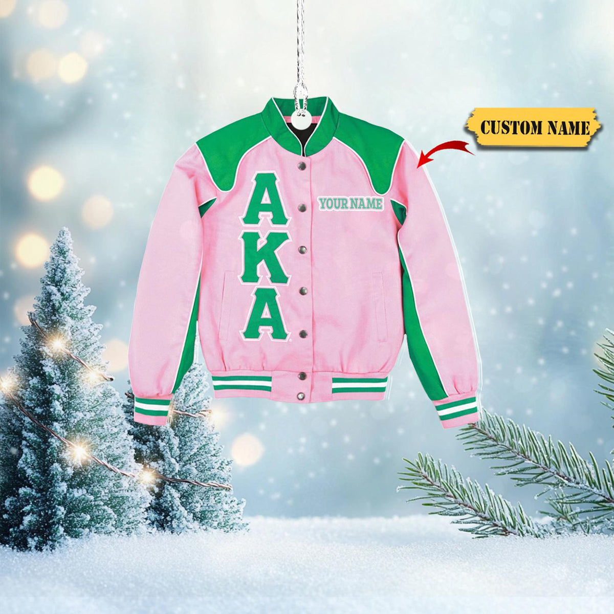 Personalized Name Pink And Green Aka Christmas Ornament Flat 2D, Aka Ornament Gifts, Clothing Christmas Ornament, Gifts For Lover Aka