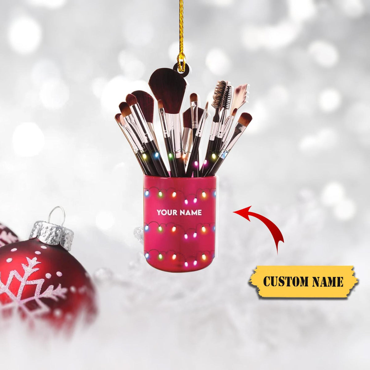 Personalized Cosmetic Christmas Ornament, Make Up Artist Xmas Ornament, Make Up Ornament For Girls, Christmas 2024 Makeup Gift For Friend