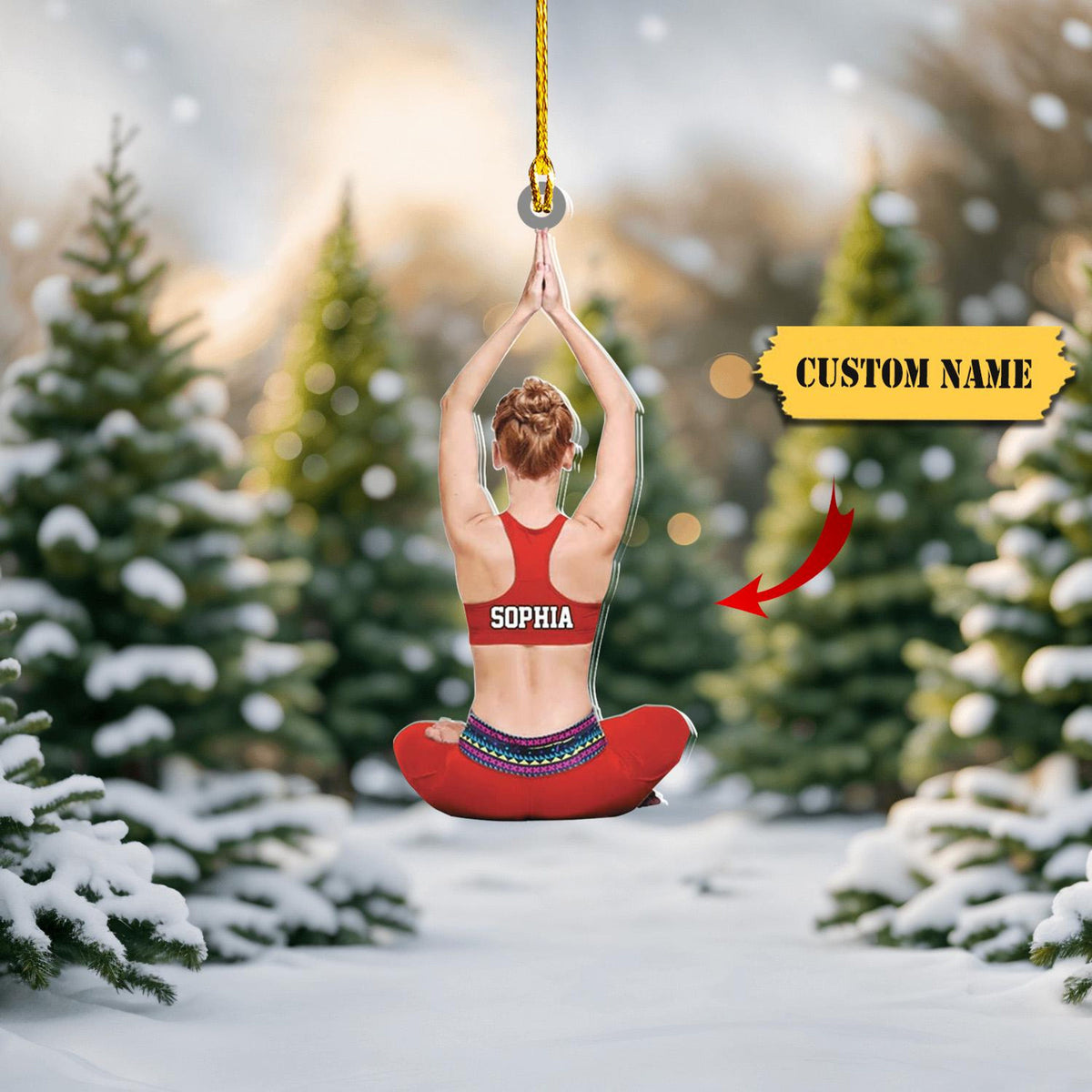 Yoga Ornament, Personalized Yoga With Uniform Christmas Acrylic Flat Ornament, Gifts For Yoga Lovers, Wife, Her, Friend, Yoga Christmas