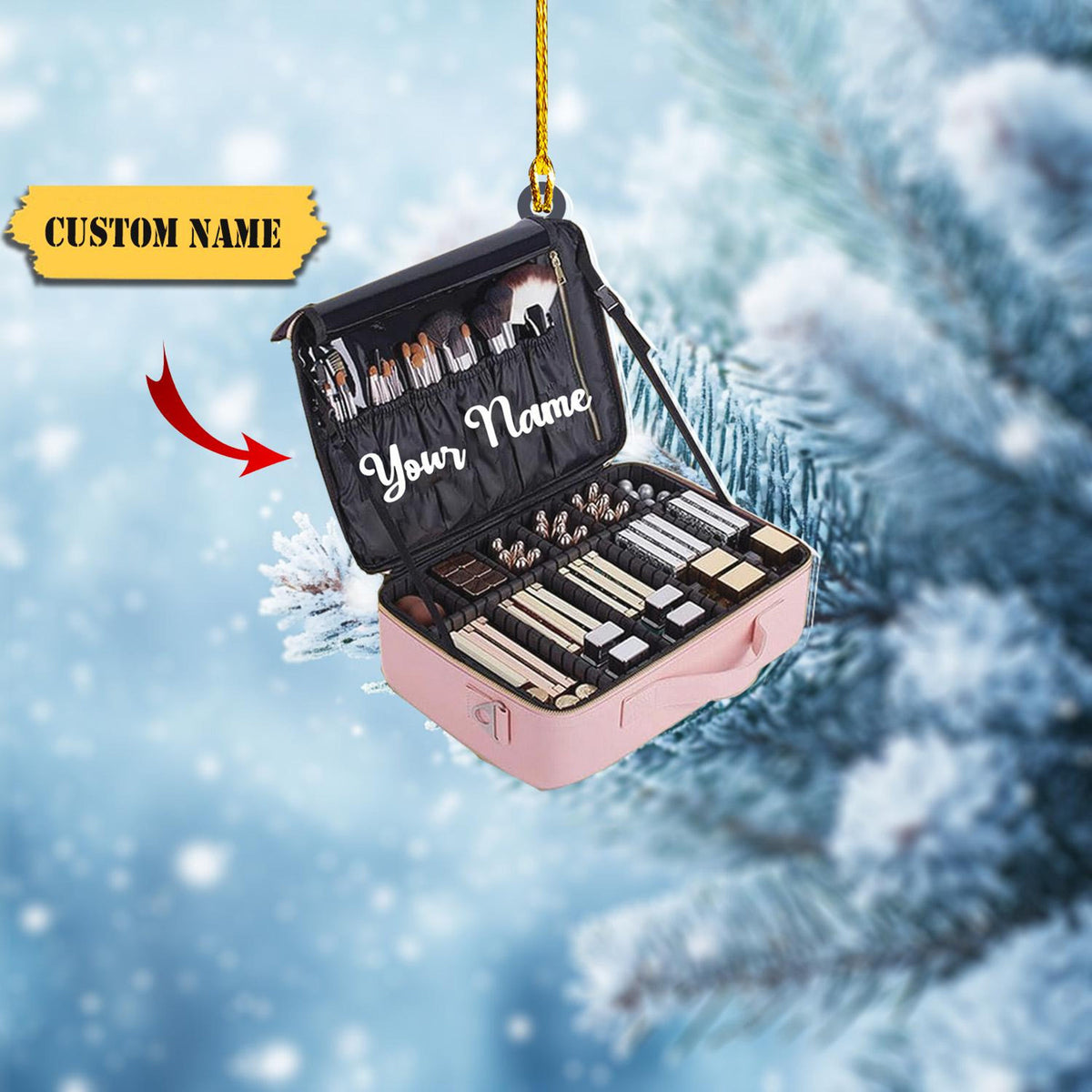 Personalized Makeup Tools Christmas Ornament 2D, Make Up Ornament For Girls, Christmas 2024 Makeup Gift For Friend, Gift For Christmas.