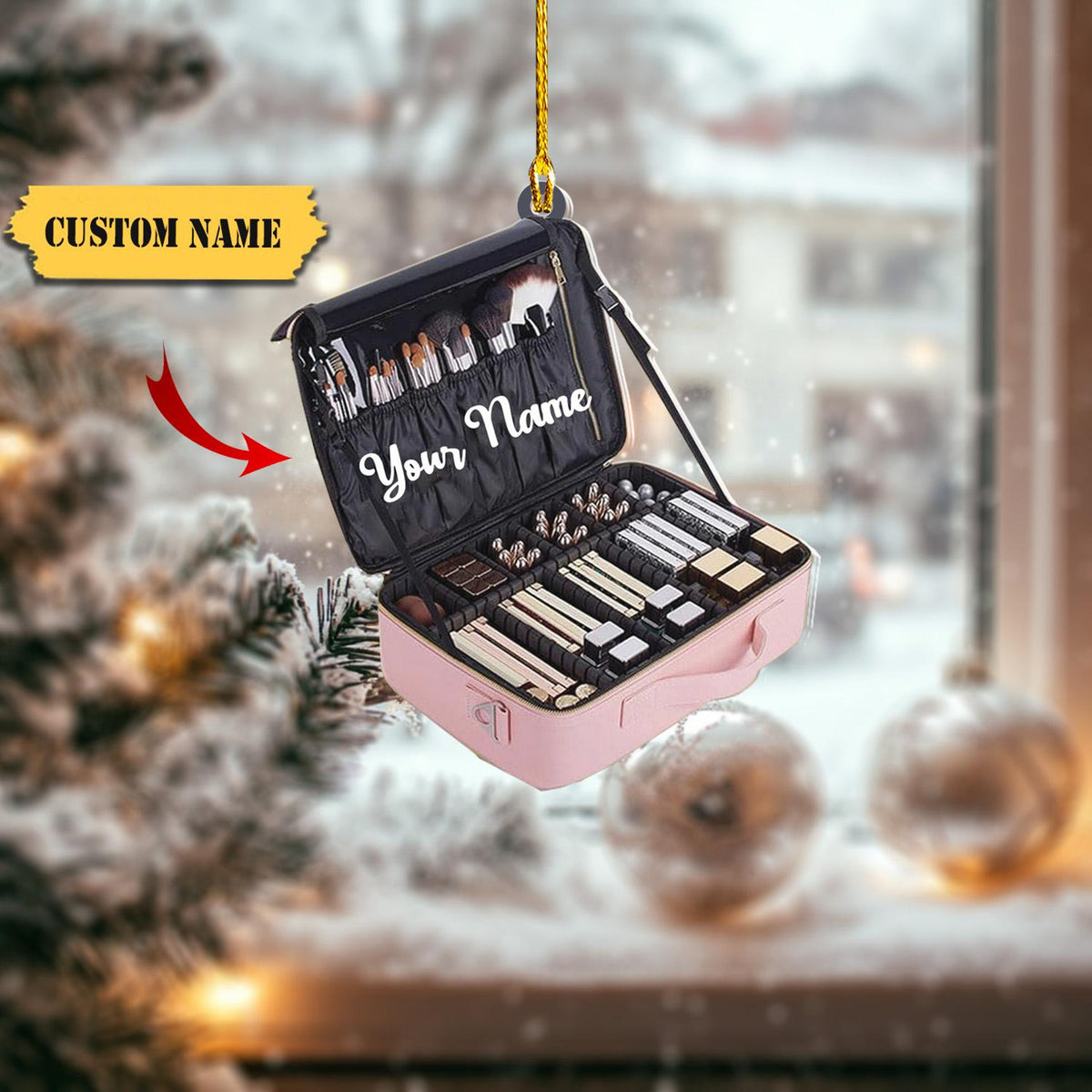 Personalized Makeup Tools Christmas Ornament 2D, Make Up Ornament For Girls, Christmas 2024 Makeup Gift For Friend, Gift For Christmas.