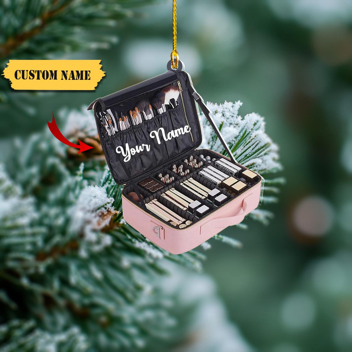 Personalized Makeup Tools Christmas Ornament 2D, Make Up Ornament For Girls, Christmas 2024 Makeup Gift For Friend, Gift For Christmas.