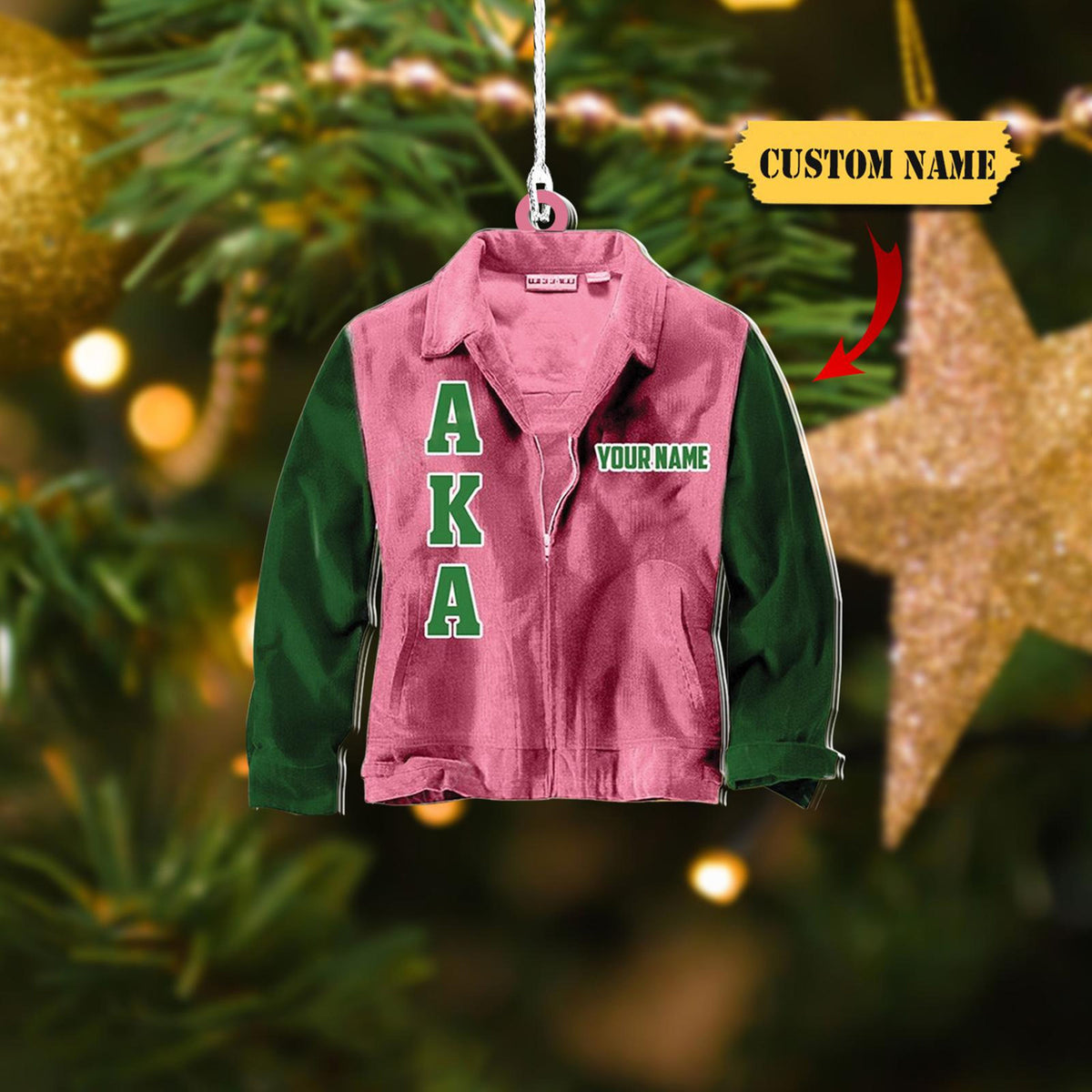 Alpha Kappa Alpha Christmas Ornaments 2D, Swac Ornament, Hbcu Ornament, Swac, Hbcu, Alpha Kappa Alpha, Pink And Green
