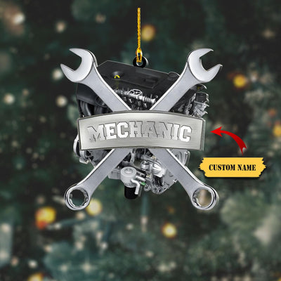 Mechanic Custom Shaped Acrylic Christmas Ornament, Christmas Gift For Mechanic, Dad Mechanic Ornaments, Gift For Dad