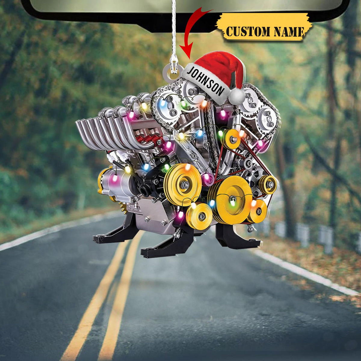 Drag Racing Hot Rod V8 Engine Different Color Custom Shape Ornament, Personalized Gift For Mechanic, Gift For Christmas