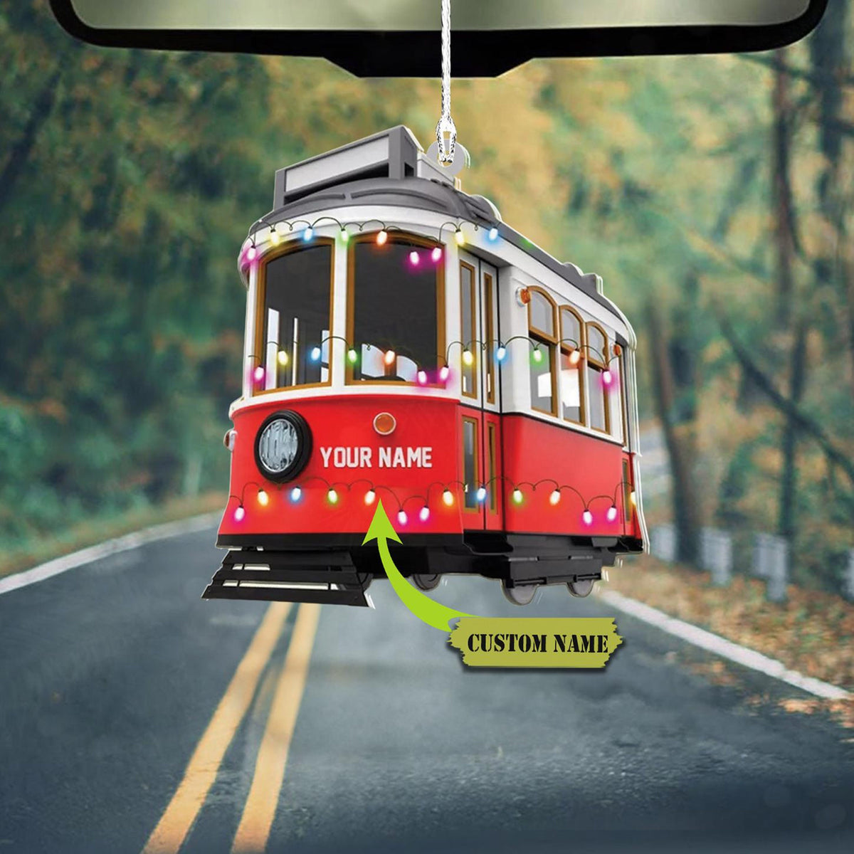 Vintage Tram, Train Christmas Ornament Flat 2D, Railroader Tree Hanging Xmas , Railroader Train, Christmas Decor, Train Lovers Ornament