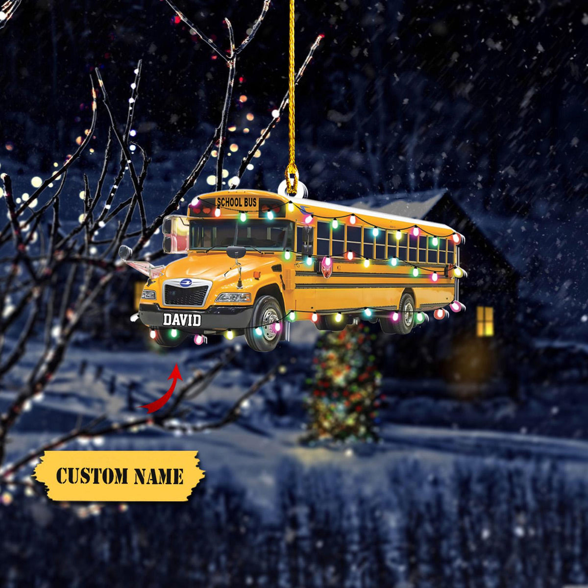 Personalized Ornament School Bus 2D Flat, School Bus Chirstmas Ornament, School Bus Lover Gift, Gift For Bus Driver.