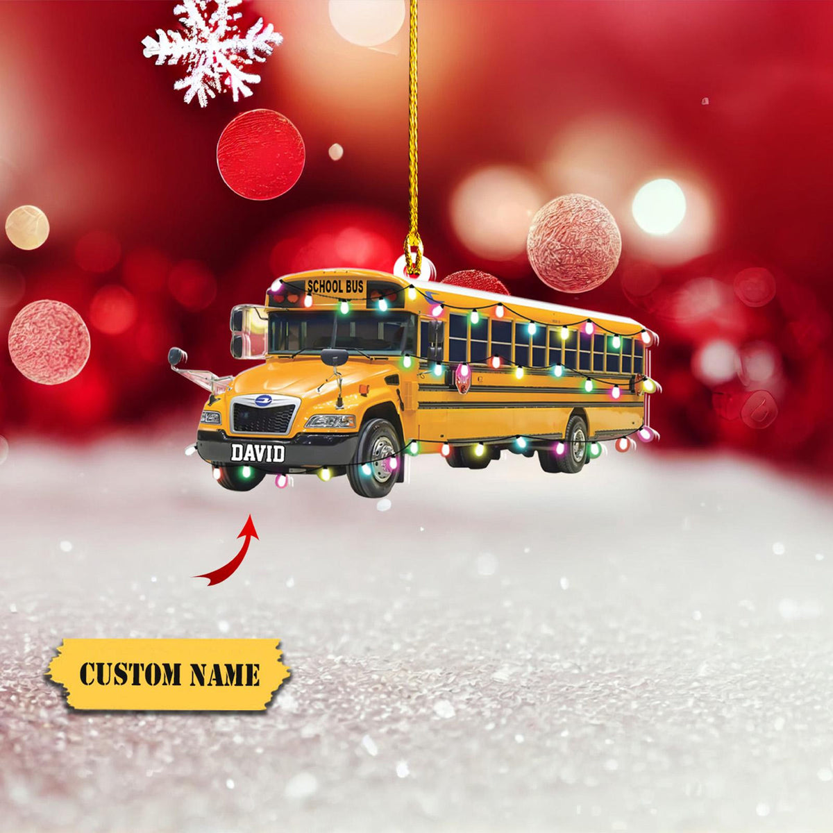 Personalized Ornament School Bus 2D Flat, School Bus Chirstmas Ornament, School Bus Lover Gift, Gift For Bus Driver.