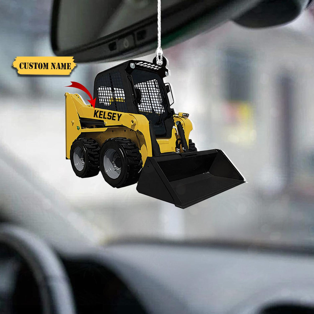 Personalized Skid Steer Loader 2D Flat Ornament, Custom Name Christmas Ornament, Truck Car Ornament Keepsake Gift, Trucker Gift.