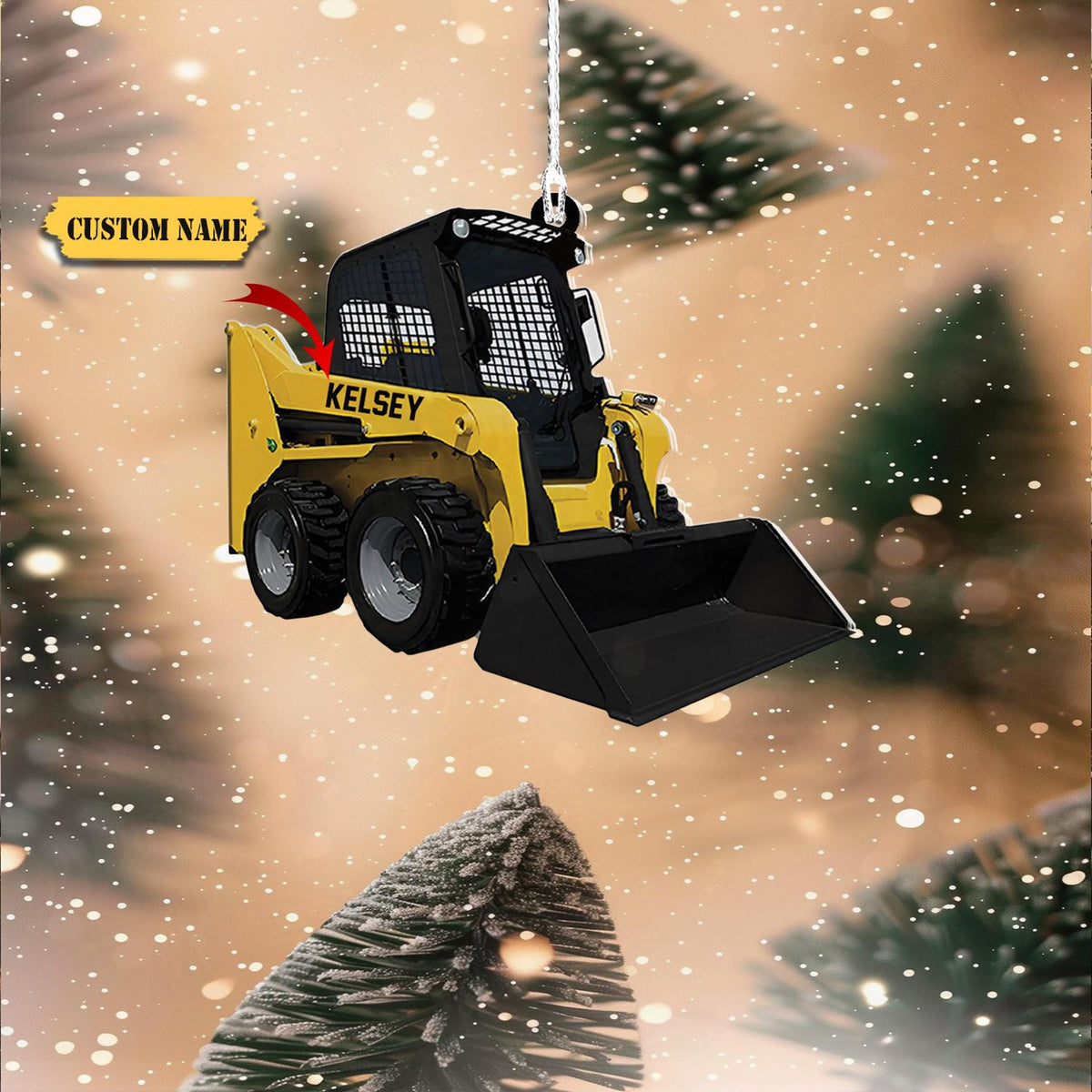 Personalized Skid Steer Loader 2D Flat Ornament, Custom Name Christmas Ornament, Truck Car Ornament Keepsake Gift, Trucker Gift.
