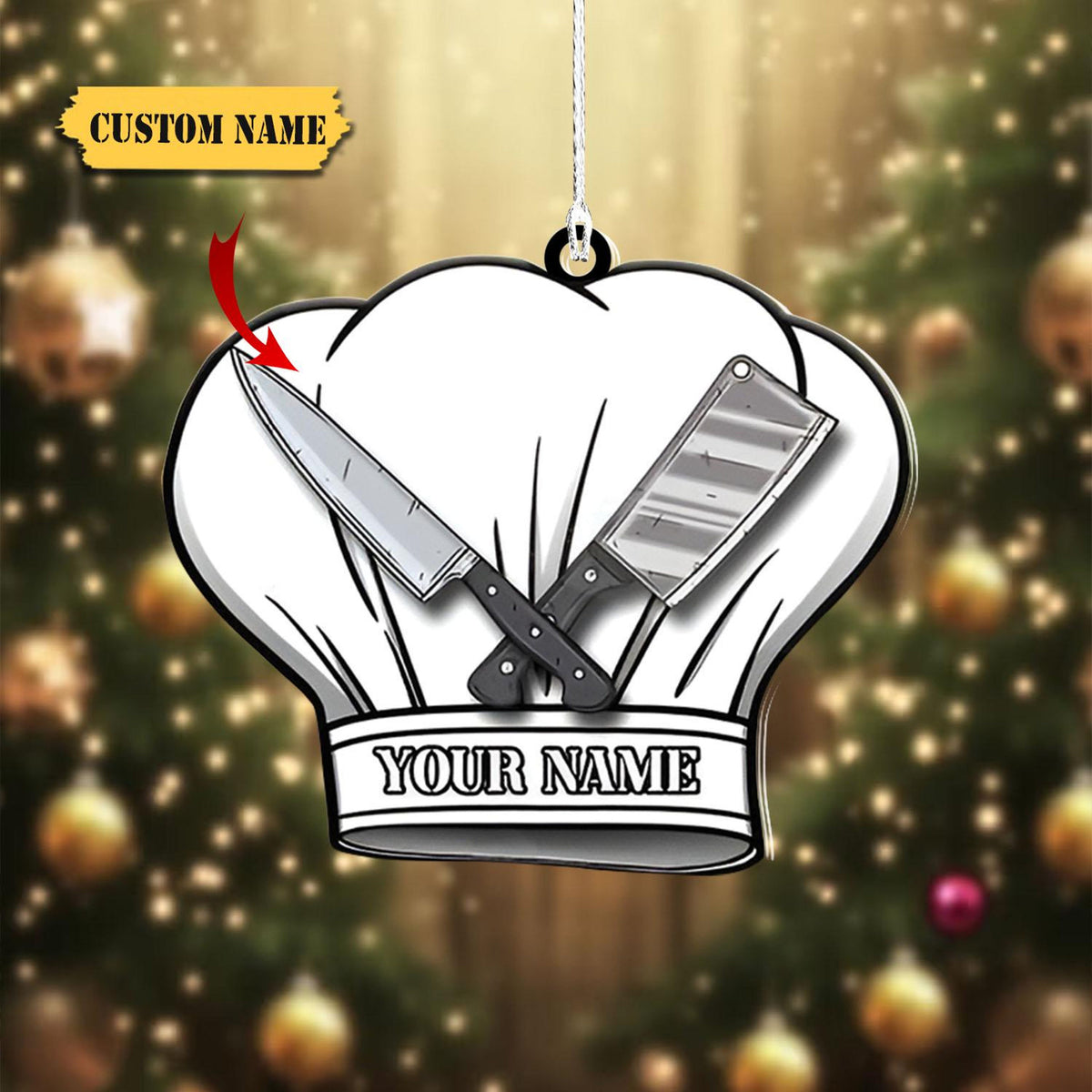 Personalized Chef Hat Custom Shaped Ornament, Baker Ornament, Cooking Ornament, Gift For Mom, Gift For Chef, Baker Gift, Gift For Baker