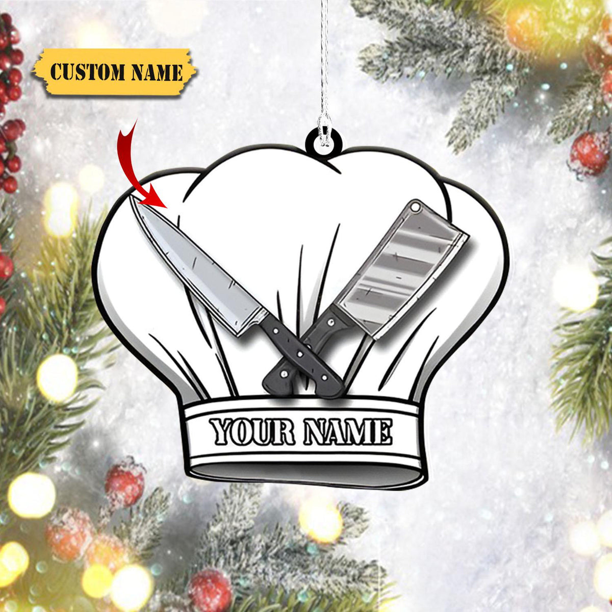 Personalized Chef Hat Custom Shaped Ornament, Baker Ornament, Cooking Ornament, Gift For Mom, Gift For Chef, Baker Gift, Gift For Baker