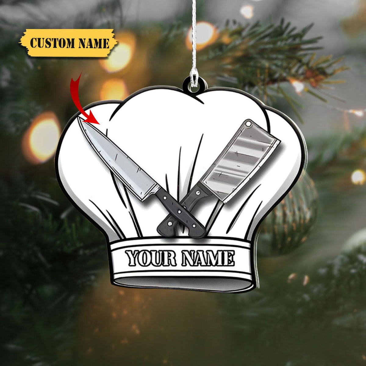 Personalized Chef Hat Custom Shaped Ornament, Baker Ornament, Cooking Ornament, Gift For Mom, Gift For Chef, Baker Gift, Gift For Baker