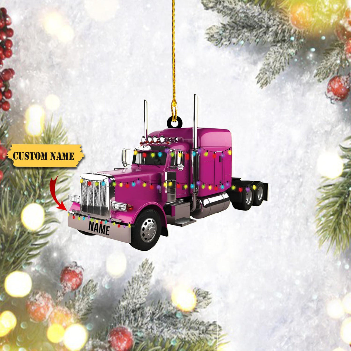 Personalized Truck Christmas Ornament, Truck Acrylic Christmas Ornament, Flat Acrylic Ornament For Dad, Truck Ornament Christmas