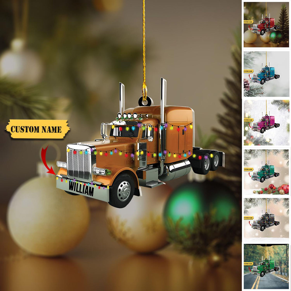 Personalized Truck Christmas Ornament, Truck Acrylic Christmas Ornament, Flat Acrylic Ornament For Dad, Truck Ornament Christmas