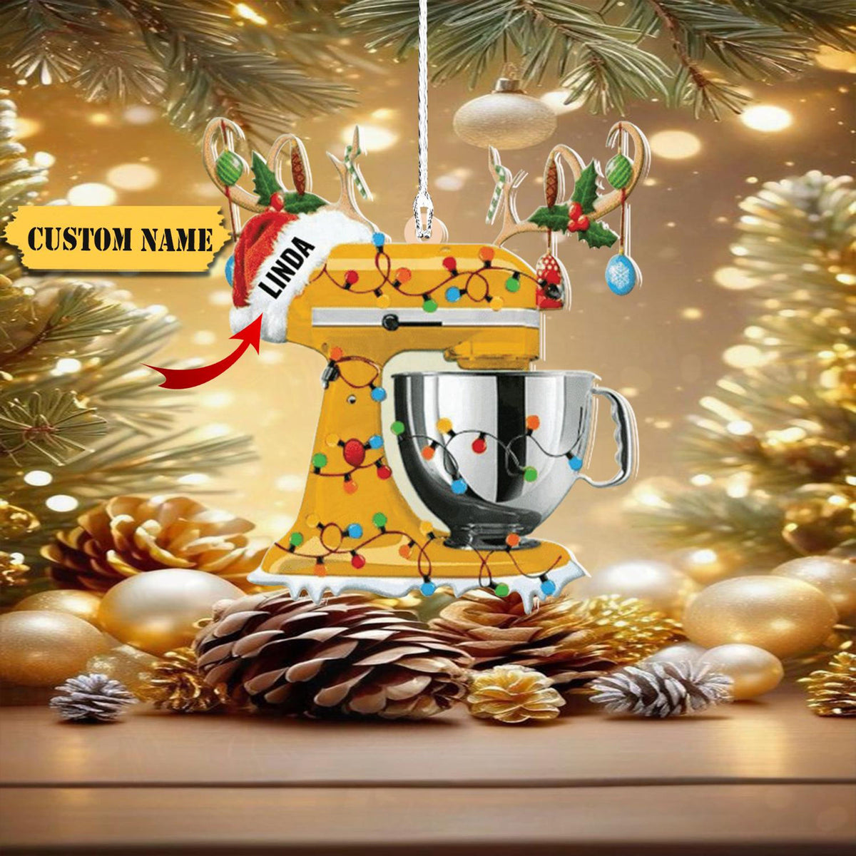 Personalized Christmas Reindeer Baking Mixer Ornament For Baker, Gift For Mom Who Loves Baking, Grandma Gift,Christmas Gift For Baking Lover