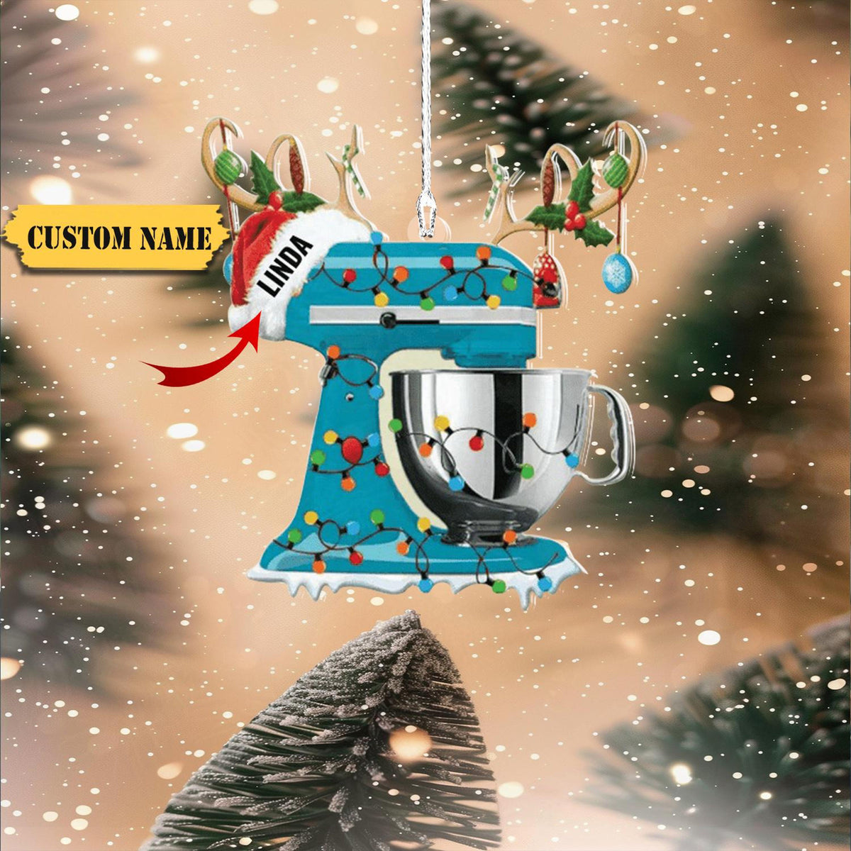 Personalized Christmas Reindeer Baking Mixer Ornament For Baker, Gift For Mom Who Loves Baking, Grandma Gift,Christmas Gift For Baking Lover