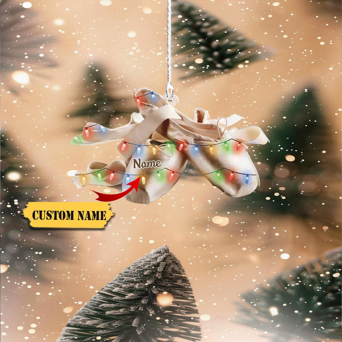 Ballet Shoes Personalized Christmas Ornament, Ballet Ornament, Ballet Shoes Flat Ornament, Custom Name Ballet-Dancer Gift