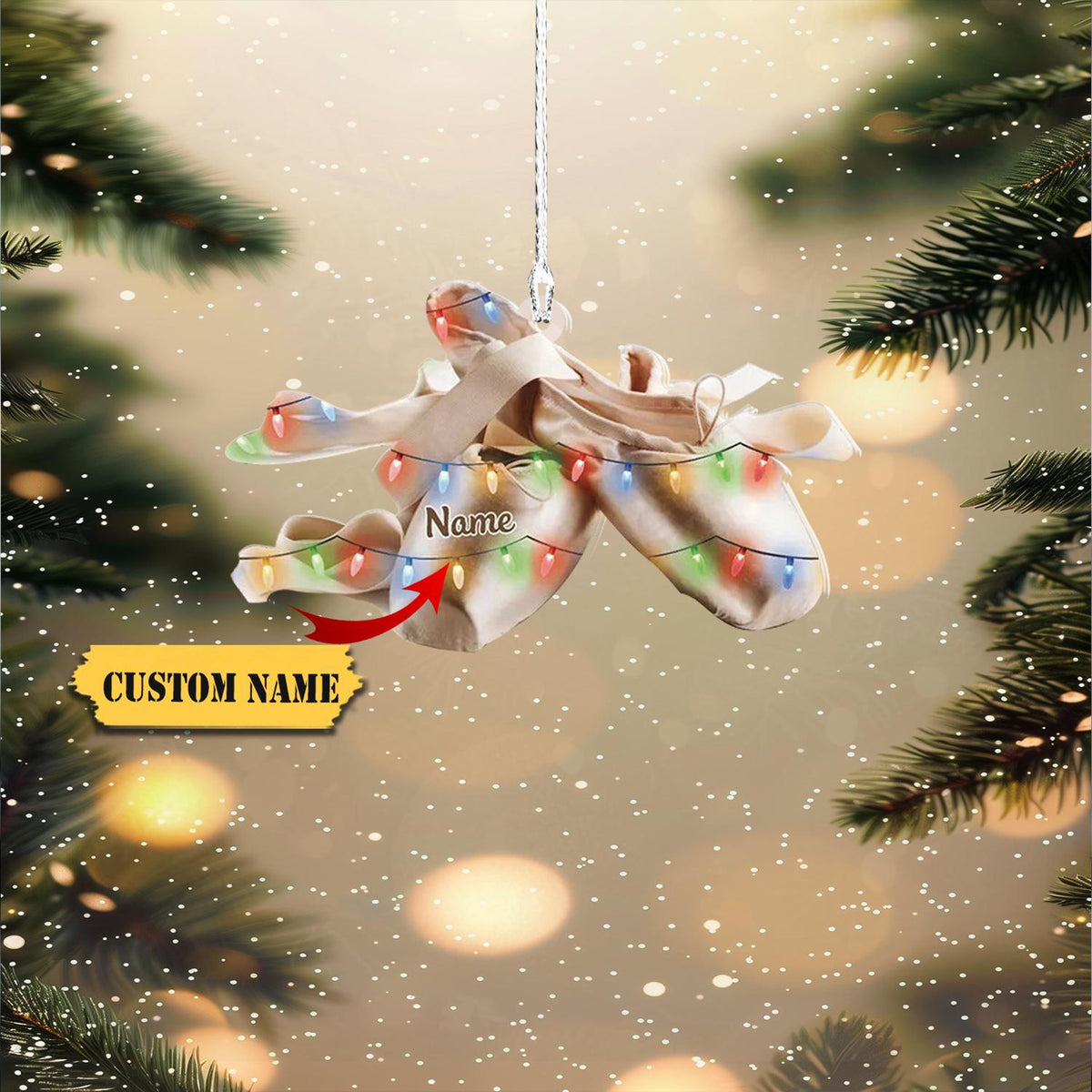 Ballet Shoes Personalized Christmas Ornament, Ballet Ornament, Ballet Shoes Flat Ornament, Custom Name Ballet-Dancer Gift